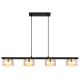 Pendule, Lustre suspendate - Lustra suspendata din metal negru cu sticla chihlimbar HIGGINS 4L
