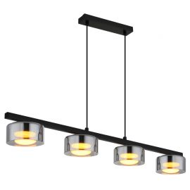 Pendule, Lustre suspendate - Lustra suspendata din metal negru cu sticla fumurie HIGGINS 4L