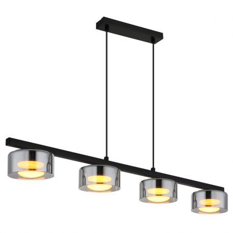 Pendule, Lustre suspendate - Lustra suspendata din metal negru cu sticla fumurie HIGGINS 4L