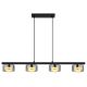 Pendule, Lustre suspendate - Lustra suspendata din metal negru cu sticla fumurie HIGGINS 4L