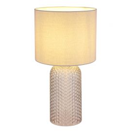Veioze - Lampa de masa cu baza din sticla gri abajur textil gri SOFIA