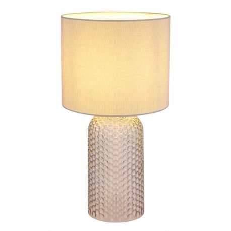 Veioze - Lampa de masa cu baza din sticla gri abajur textil gri SOFIA