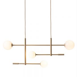 Pendule, Lustre suspendate - Lustra metal bej cu 4 globuri sticla Copenhagen