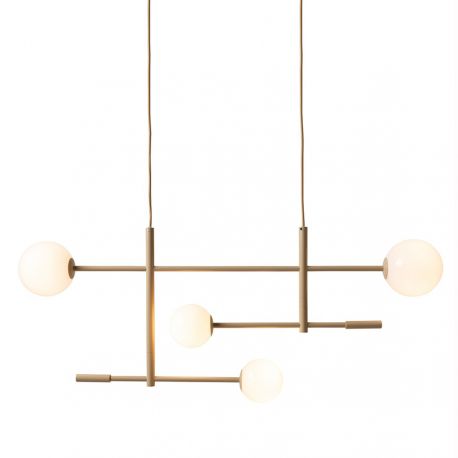 Pendule, Lustre suspendate - Lustra metal bej cu 4 globuri sticla Copenhagen