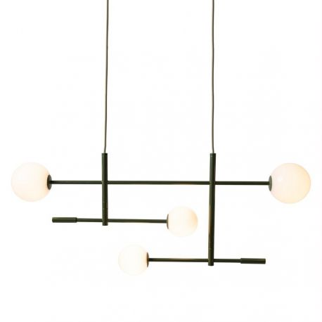 Pendule, Lustre suspendate - Lustra metal verde cu 4 globuri sticla Copenhagen