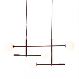 Pendule, Lustre suspendate - Lustra metal visiniu cu 4 globuri sticla Copenhagen