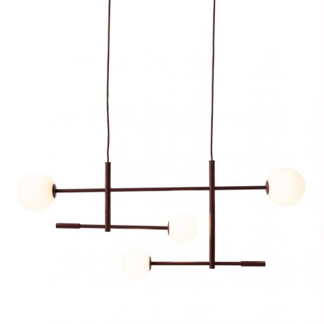 Pendule, Lustre suspendate - Lustra metal visiniu cu 4 globuri sticla Copenhagen