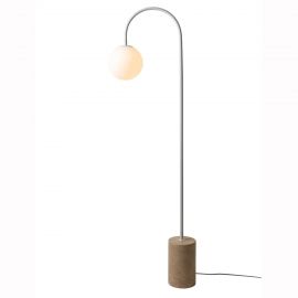 Lampadare - Lampa podea din travertin natur si sticla alba Tivoli