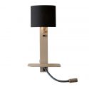 Aplica cu raft si reader LED, port USB si abajur textil negru Florence