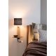 Aplice, corpuri de iluminat pentru pereti - Aplica cu raft si reader LED, port USB si abajur textil negru Florence