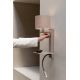 Aplice, corpuri de iluminat pentru pereti - Aplica cu raft si reader LED, port USB si abajur textil in inchis Florence
