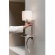 Aplice, corpuri de iluminat pentru pereti - Aplica cu raft si reader LED, port USB si abajur textil alb Florence