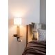 Aplice, corpuri de iluminat pentru pereti - Aplica cu raft si reader LED, port USB si abajur textil alb Florence