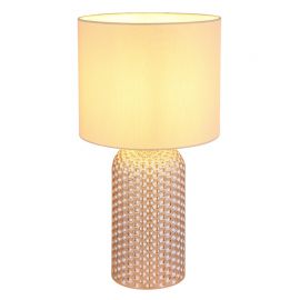 Veioze - Lampa de masa cu baza din sticla abajur textil SOFIA sampanie