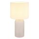 Lampa de masa cu baza din sticla abajur textil SOFIA alba