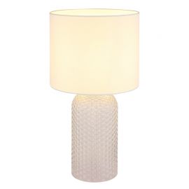 Veioze - Lampa de masa cu baza din sticla abajur textil SOFIA alba