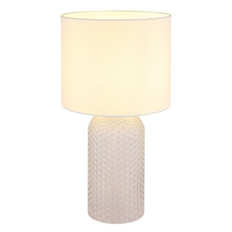 Veioze - Lampa de masa cu baza din sticla abajur textil SOFIA alba