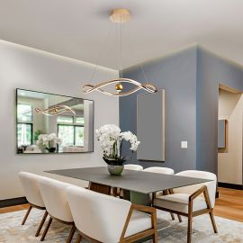 Pendule, Lustre suspendate - Lustra LED CCT cu telecomanda si inaltime reglabila Romina auriu