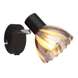 Aplice cu Spot - Aplica metal negru sticla fumurie ZACHERY