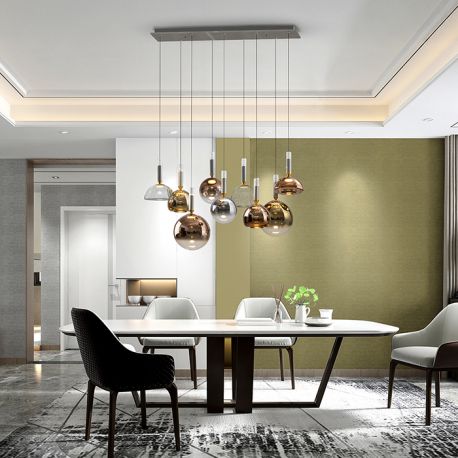 Pendule, Lustre suspendate - Lustra dimabila cu 9 pendule sticla Charlize gri inchis