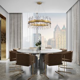 Candelabre, Lustre - Lustra rotunda cu cristale din sticla Grace D75 auriu