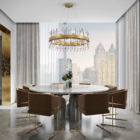 Candelabre, Lustre - Lustra rotunda cu cristale din sticla Grace D75 auriu