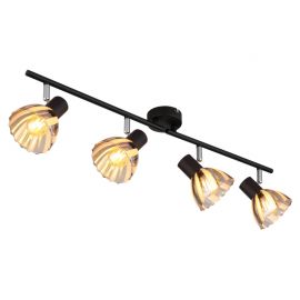 Plafoniere cu spoturi, Spoturi aplicate - Plafoniera metal negru sticla fumurie ZACHERY 4L