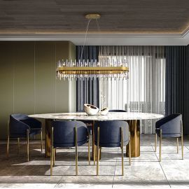 Candelabre, Lustre - Lustra ovala cu cristale din sticla Grace 28L auriu