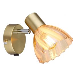 Aplice cu Spot - Aplica metal alama sticla chihlimbar ZACHERY