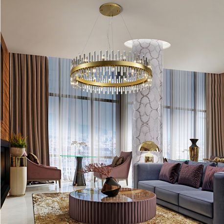 Candelabre, Lustre - Lustra rotunda cu cristale din sticla Grace D110 auriu