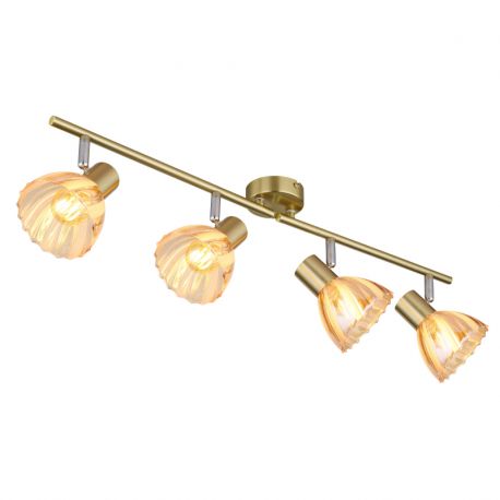 Plafoniere cu spoturi, Spoturi aplicate - Plafoniera metal alama sticla chihlimbar ZACHERY 4L