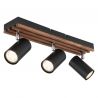 Plafoniera cu 3 spoturi directionabile metal negru lemn KAYDEN