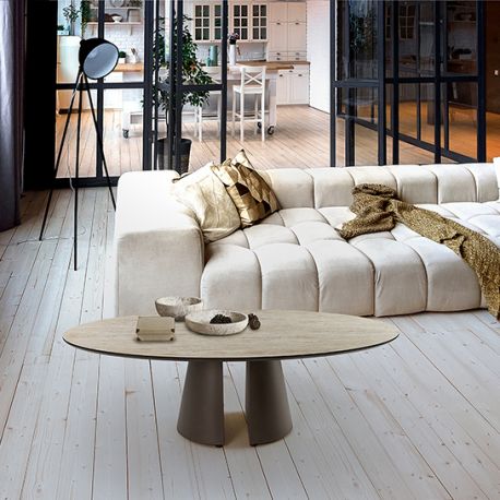 Masute Living - Masuta ovala din metal si MDF Samara 130x70cm