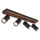 Plafoniera cu 4 spoturi directionabile metal negru lemn KAYDEN