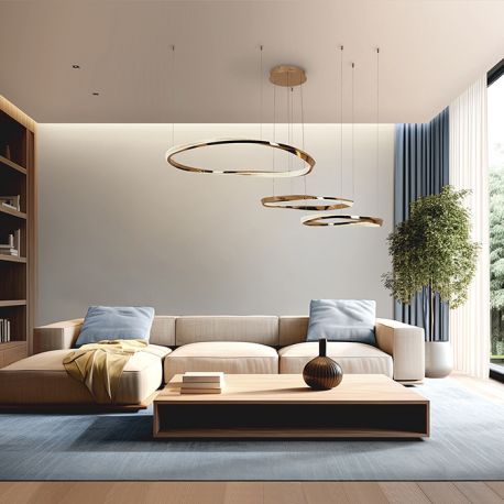 Pendule, Lustre suspendate - Lustra din 3 inele suspendate Orbitas auriu