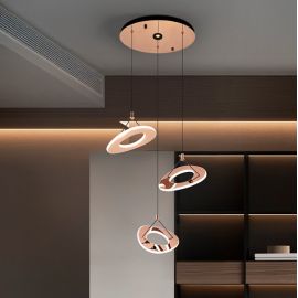 Pendule, Lustre suspendate - Lustra cu 3 Pendule LED auriu roze Mirena