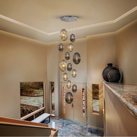 Corpuri de iluminat Lustre pentru casa scarii - Lustra casa scarii XL cu 13 pendule Ovila H500