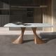 Mese dining - Masa ovala din lemn si marmura portelanata Barrel 200x90cm