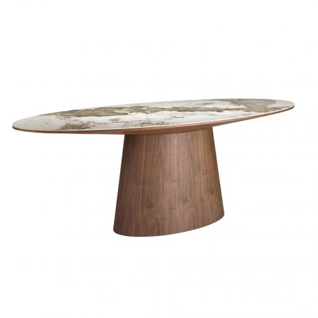 Mese dining - Masa ovala marmura portelanata Walnut 220x112cm