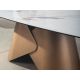 Mese dining - Masa ovala din otel si marmura portelanata Bronze 240x120cm