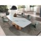 Mese dining - Masa ovala din otel si marmura portelanata Bronze 240x120cm