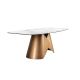 Mese dining - Masa ovala din otel si marmura portelanata Bronze 240x120cm