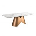 Masa ovala din otel si marmura portelanata Bronze 240x120cm