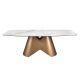 Mese dining - Masa ovala din otel si marmura portelanata Bronze 240x120cm
