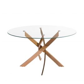 Masa rotunda design modern Veola auriu roze 110cm