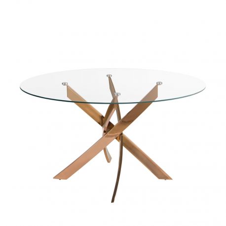 Mese dining - Masa rotunda design modern Veola auriu roze 110cm