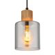 Pendule, Lustre suspendate - Pendul lemn maro sticla fumurie ALEIDIS