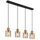 Pendule, Lustre suspendate - Lustra cu 4 Pendule lemn maro sticla fumurie ALEIDIS