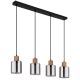 Pendule, Lustre suspendate - Lustra cu 4 Pendule lemn maro sticla fumurie ALEIDIS