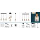 Pendule, Lustre suspendate - Lustra cu 4 Pendule lemn maro sticla fumurie ALEIDIS